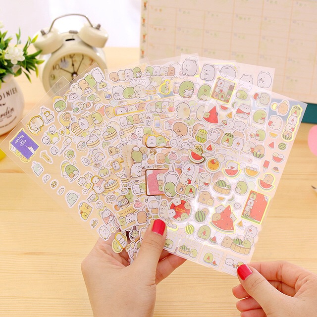 Miếng dán trang trí nhật ký bằng nhựa trong suốt chống thấm nước kiểu hoạt hình nhật bản