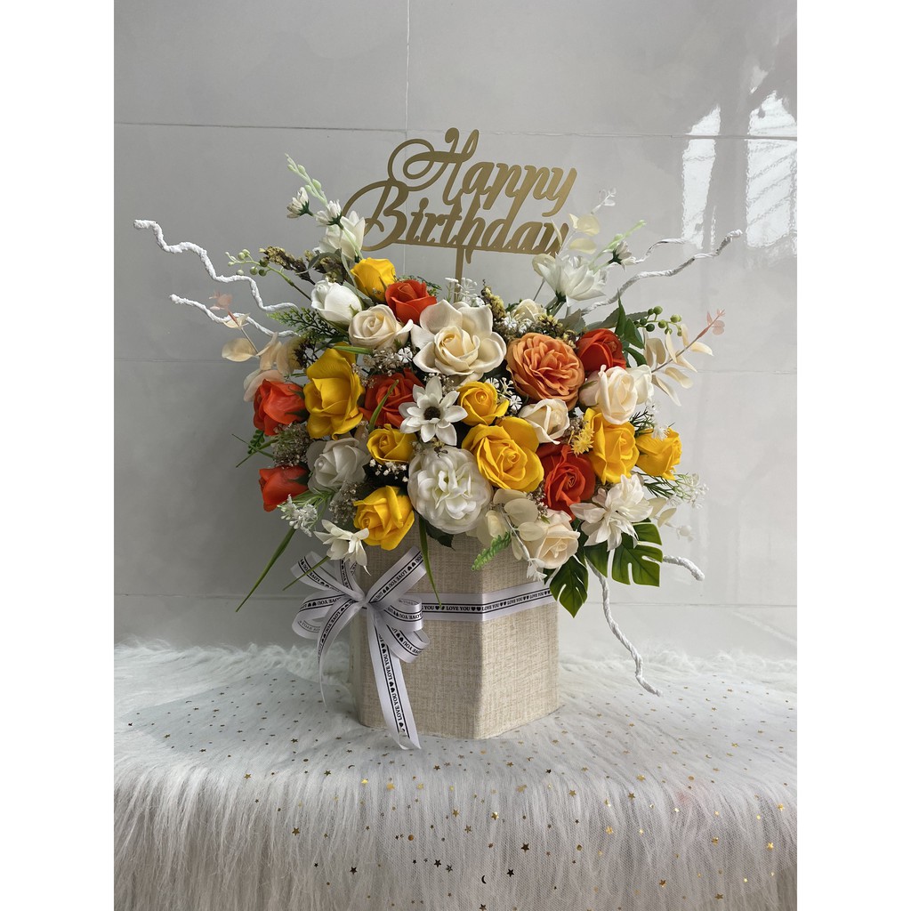 |HOT|Giỏ hoa sáp Vàng Vầng Trăng ‎|Hoa sáp Lily Hà Nội sỉ ưu đãi