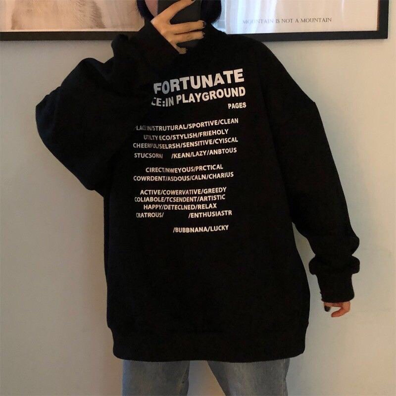 Áo nỉ cổ cao swt in chữ siêu xinh (annstore_ảnh thật)