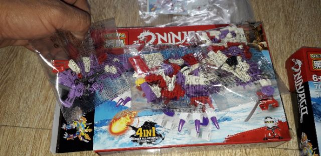 Combo 4 hộp lắp ráp NLego Ninjago Linh thú rồng kết hợp 7037 trọn bộ