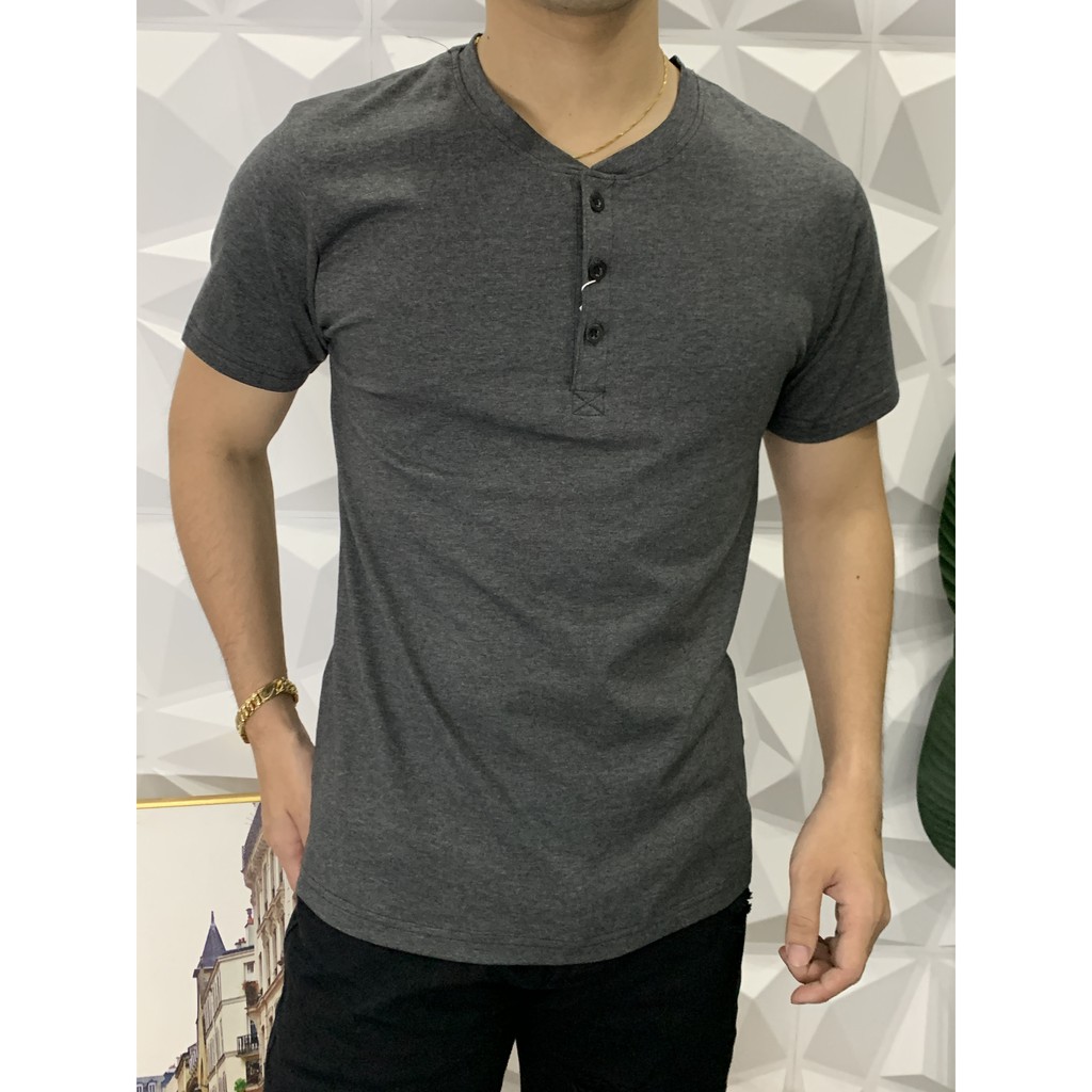 ÁO THUN NAM CỔ TÀU COTTON 5 MÀU AT3T02- 7 MÀU