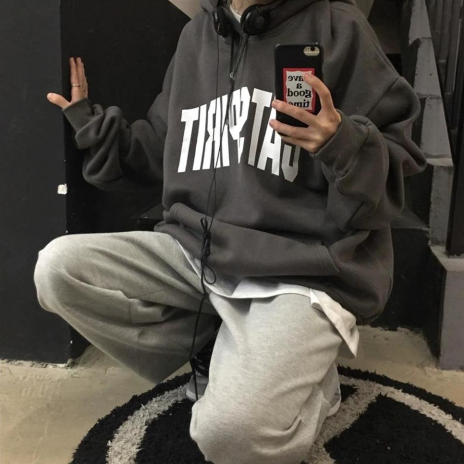 Áo Hoodie, Áo Nỉ Bông Cotton In Chữ CASPIRIT 2 Màu Forrm Rộng Unisex Phong Cách Hàn Quốc Hot 2021