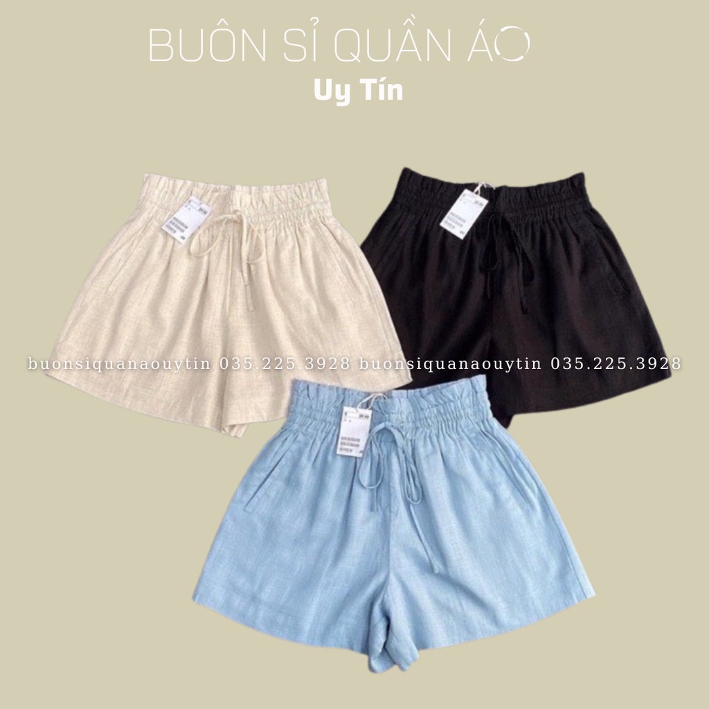 Quần short nữ cạp bèo vải đũi 3 màu 626