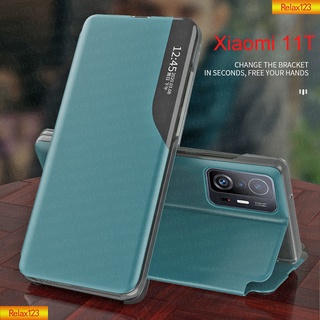 Vỏ cho Xiaomi 11T Pro 11Lite 11 T Lite NE Pro Ultra Redmi 10 Redmi10 4G 5G Smart View Window kickstand từ tính bao da kinh doanh cho cửa sổ từ tính Bao da điện thoại tráng gương