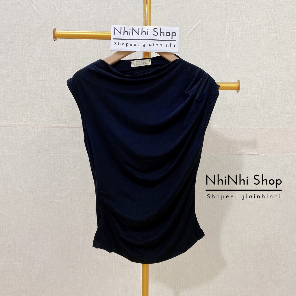 Áo kiểu rúm vai thun lạnh sát nách, Áo thun kiểu rúm eo vải thun dẻo co giãn CS1216 - NhiNhi Shop