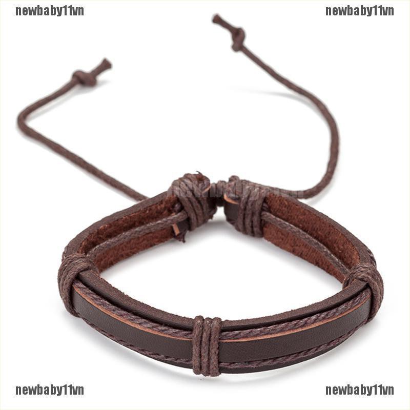 Set 6 Vòng Tay Da Bện Nhiều Lớp Phong Cách Vintage Cho Nam