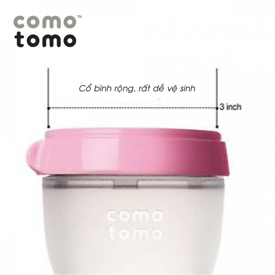 Bình sữa Comotomo chính hãng 150ml/250ml chất liệu silicone cao cấp, mềm mại như ti mẹ