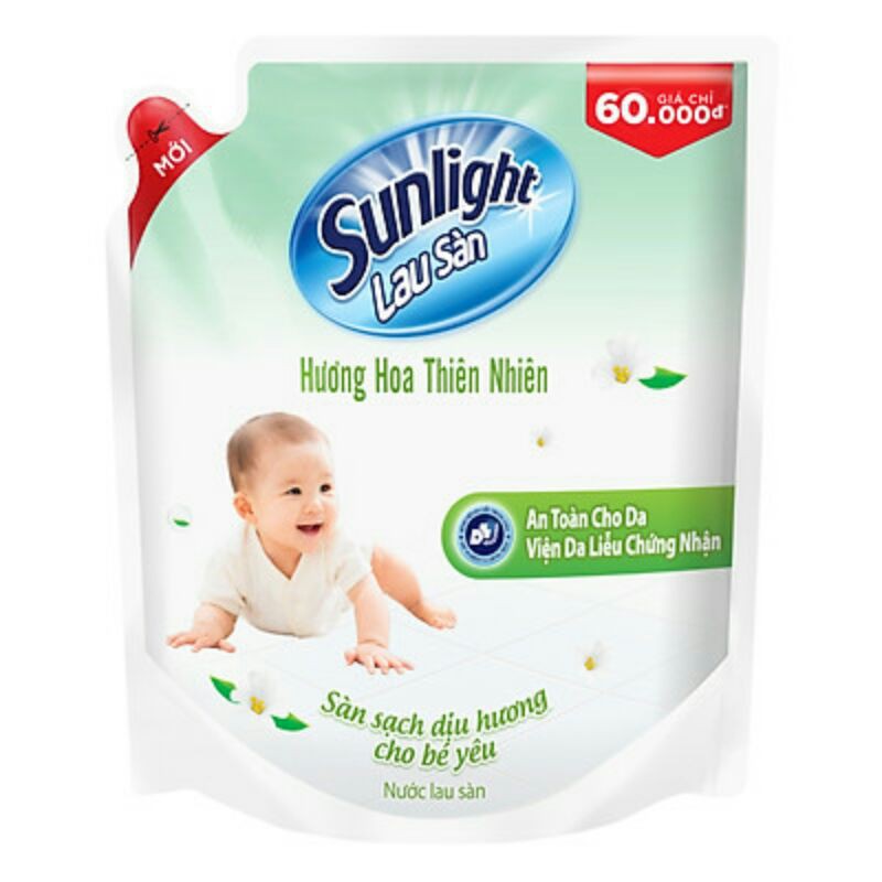 Nước Lau Sàn Sunlight Hương Hoa Thiên Nhiên Túi 2.6Kg Màu Trắng