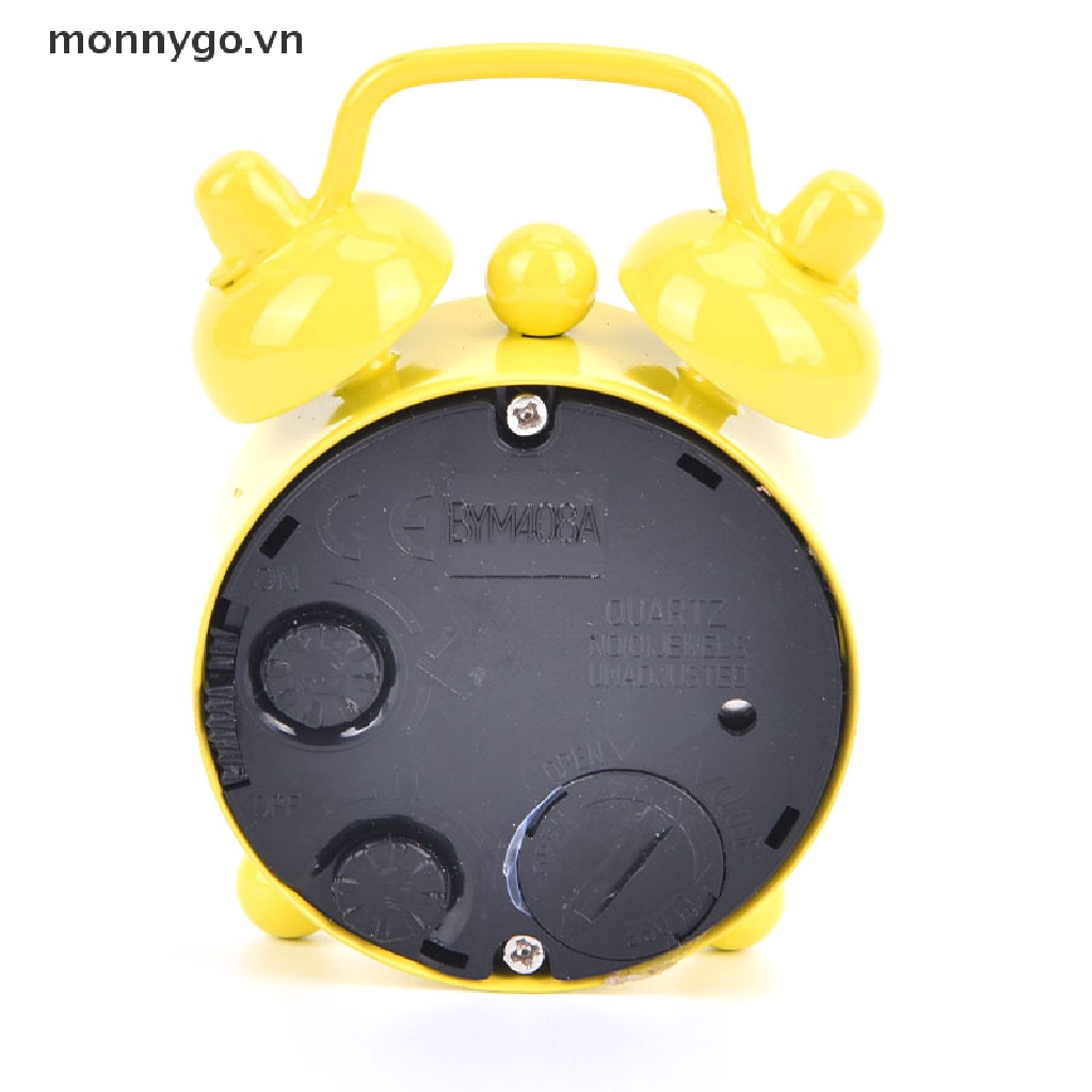 Monnygo Đồng Hồ Báo Thức Điện Tử Mini Dạng Tròn Hai Mặt Chuông Thạch Anh Kỹ Thuật Số Để Bàn