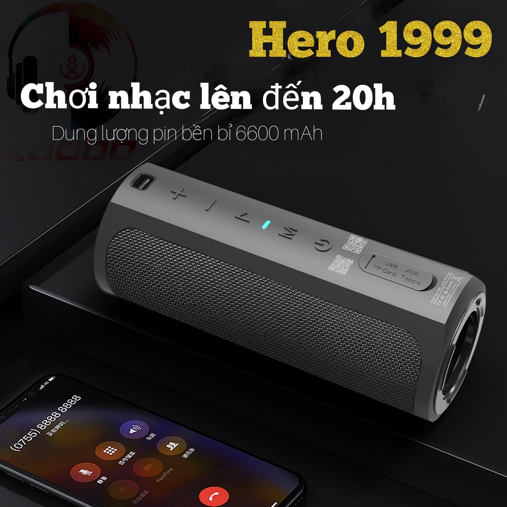 Loa ngoài trời XDOBO HERO 1999 - Người chủ tịch bảo hộ nước IPX7, phát nhạc đến 20 giờ, công suất 50W, pin 6600mAh.