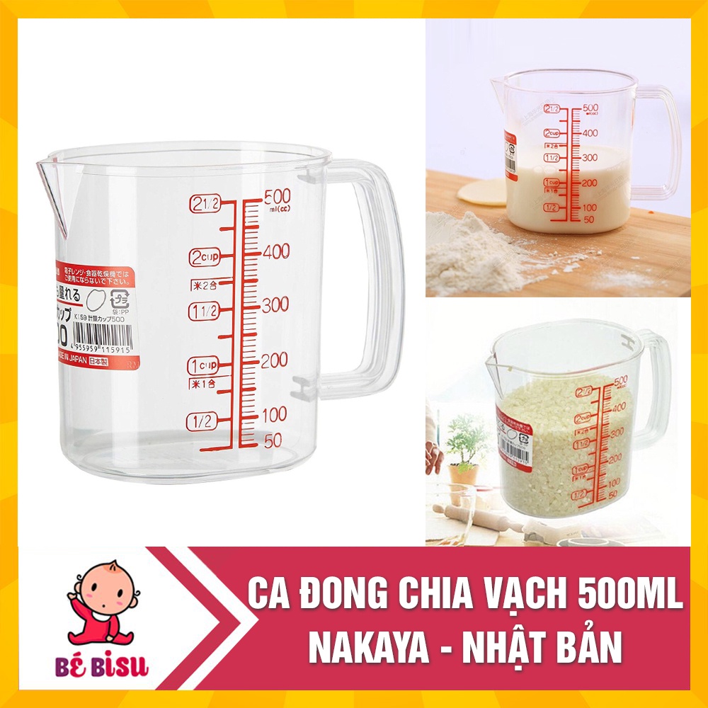 Ca đong chia vạch, cốc chia vạch dung tích 500ml Nakaya - Hàng nội địa Nhật Bản