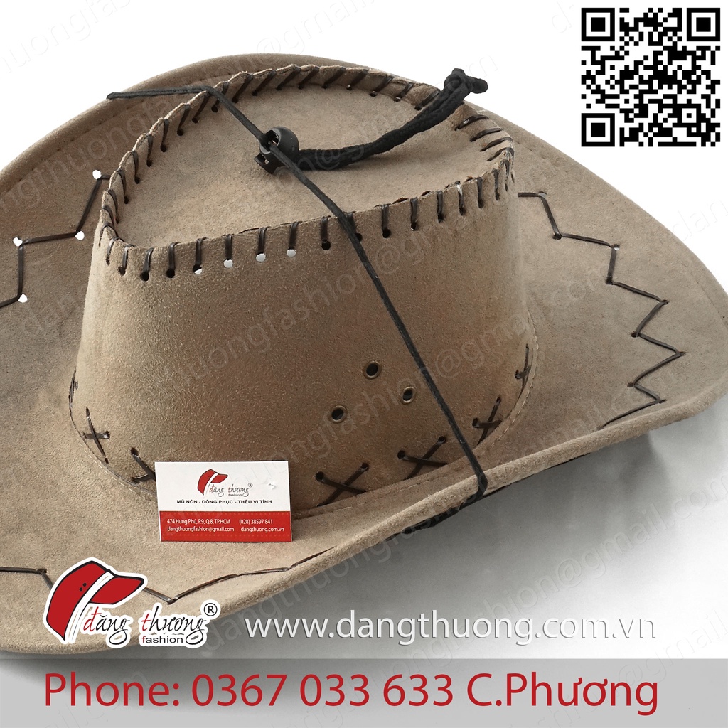 Mũ nón hóa trang cao bồi Cowboy Nhung Da Lộn