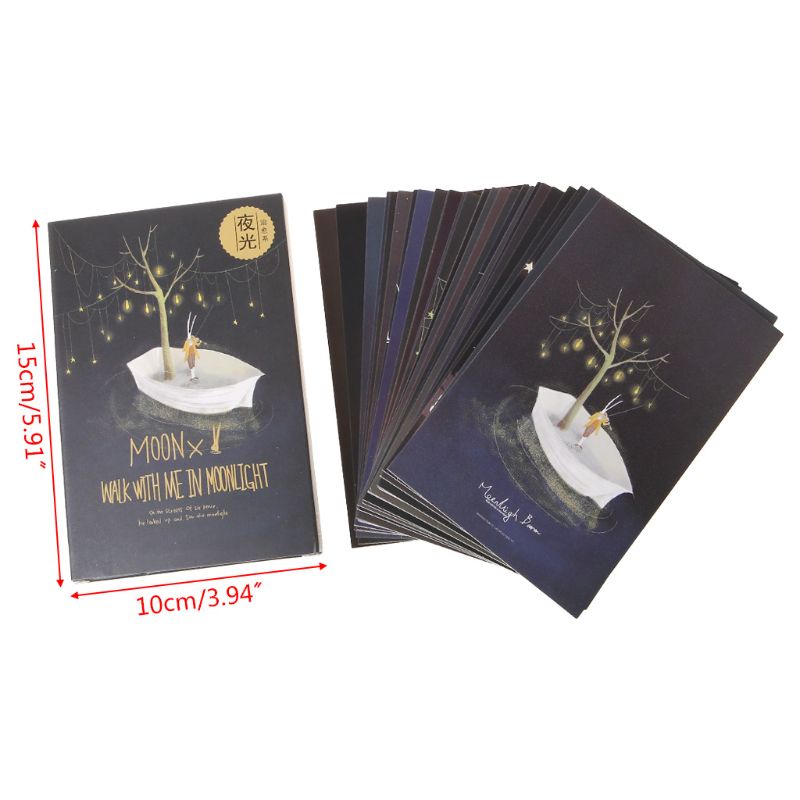 Bộ 30 Thẻ Bưu Thiếp Dạ Quang Phong Cách Vintage