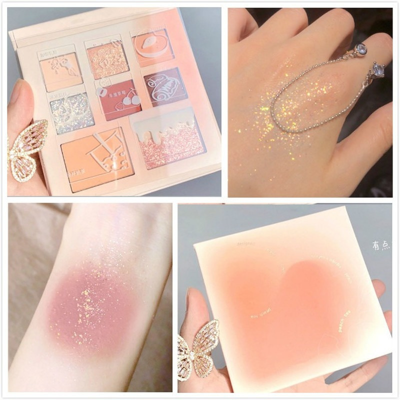 [Hàng mới về] Bảng phấn mắt 8 màu sắc kết cấu lì và ánh nhũ lấp lánh chống thấm nước trang điểm thời trang | BigBuy360 - bigbuy360.vn