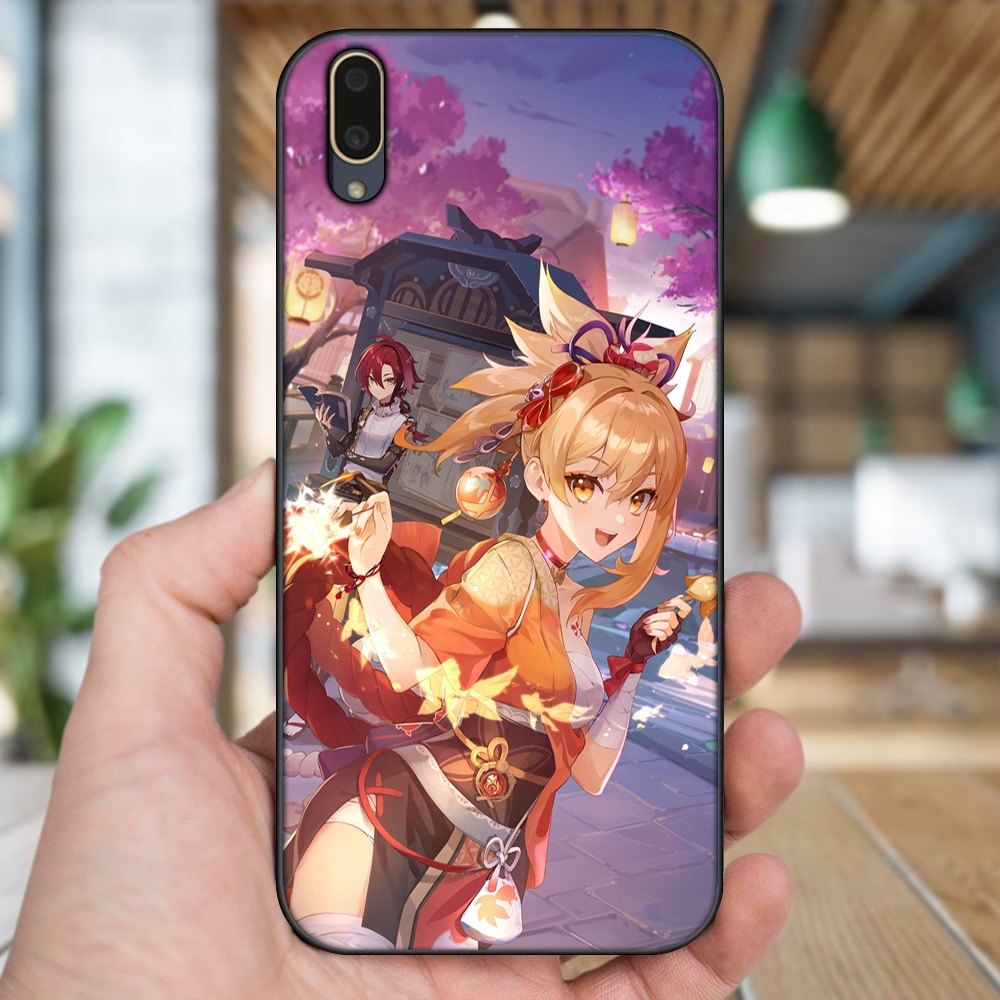 Ốp lưng Vivo V11 viền đen in hình Yoimiya Genshin Impact