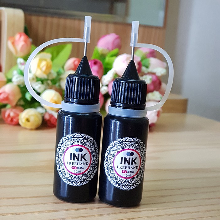 COMBO 1 lọ mực xăm Inkbox + 50 khuôn henna các size