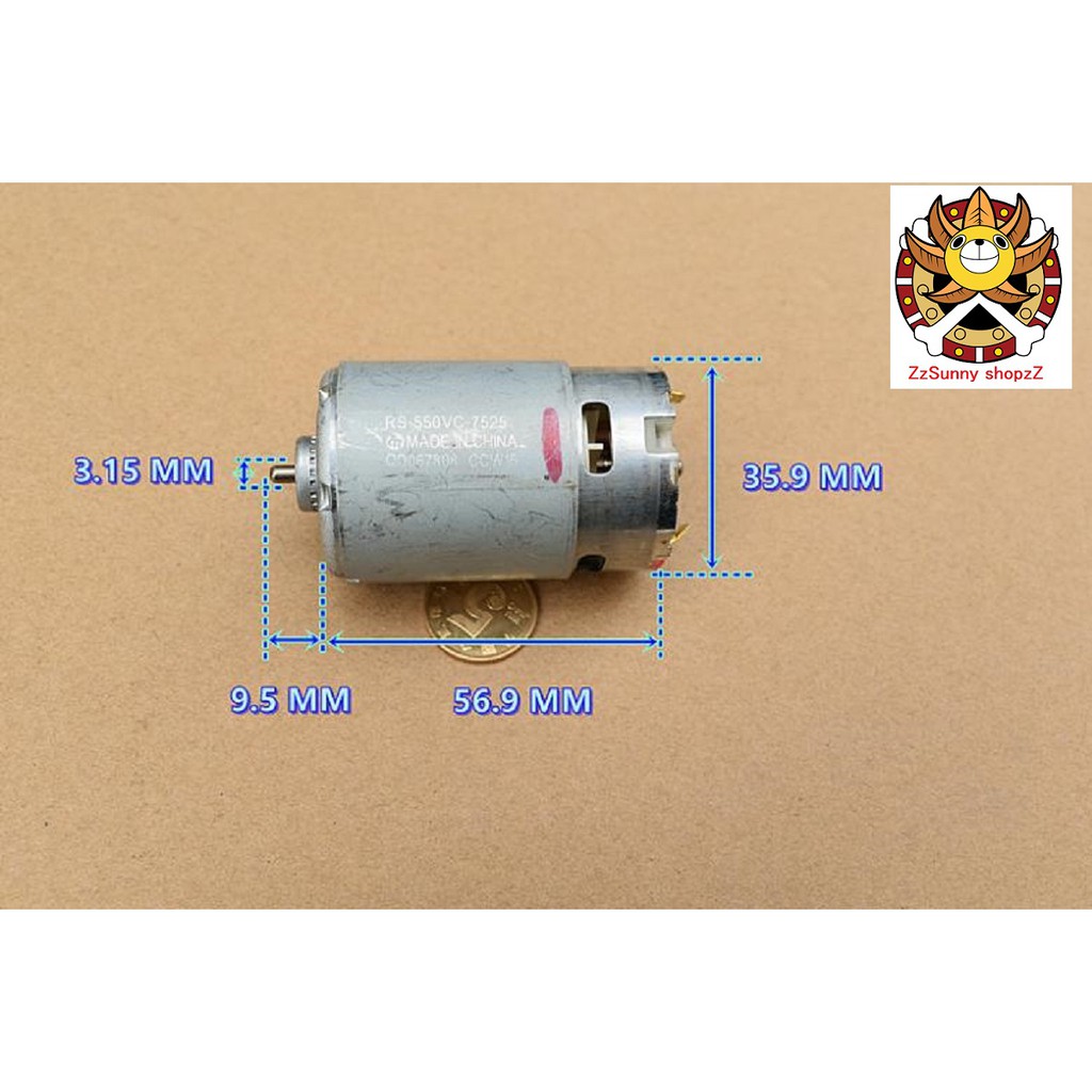 Motor 550 12V 18000 rpm trục ngắn 0.5 mm