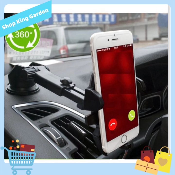 Giá đỡ kẹp điện thoại trên xe hơi, ô tô kéo dài, thu hẹp 360 độ   NEW H81-ĐEN - King's Garden