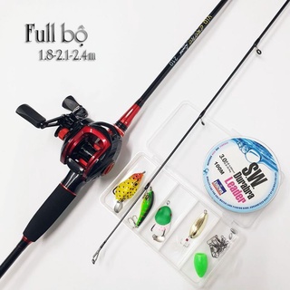 Bộ cần câu lure máy ngang cao cấp crono tặng kèm dây câu lure và bộ mồi câu bcm18