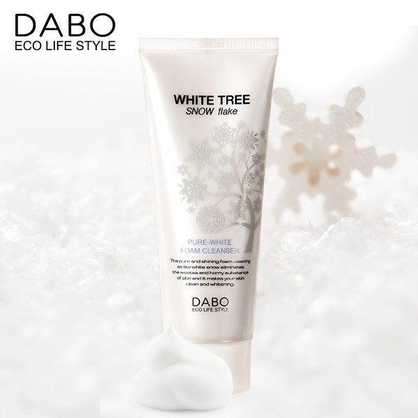 Sữa rửa mặt trắng da tuyết trắng DABO White Free Snow Flake  Hàn Quốc 150ml/Tuýp Và 1 gói tẩy da chết Beauskin 3ml/gói