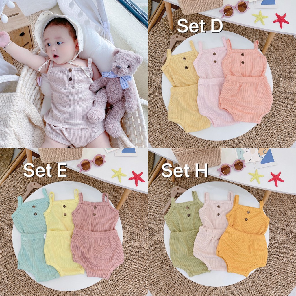 SALE! Set 3 bộ hai dây bé gái vải thông hơi Hàn Quốc siêu thoáng mát xinh xắn