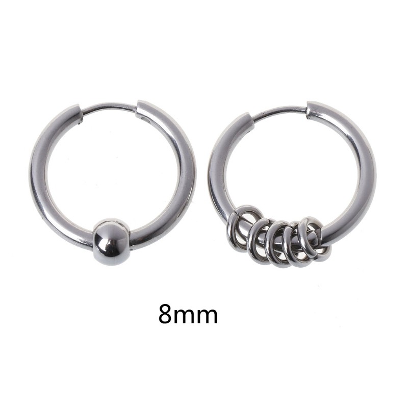 Khuyên tai tròn chất liệu inox 8mm - 20mm