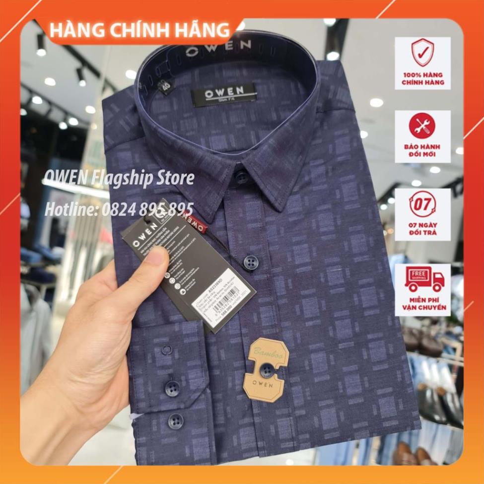 OWEN - (CHÍNH HÃNG) Áo sơ mi nam dài tay dáng SLIMFIT sợi Tre - Mã AS23369D - OWEN Flagship Store