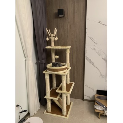 nhà cây cattree cói mây cao cấp cho mèo cưng