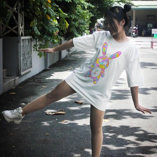 Áo Thun Nữ Unisex Màu Trắng In Hình Con Thỏ Cute Siêu Đẹp DLX