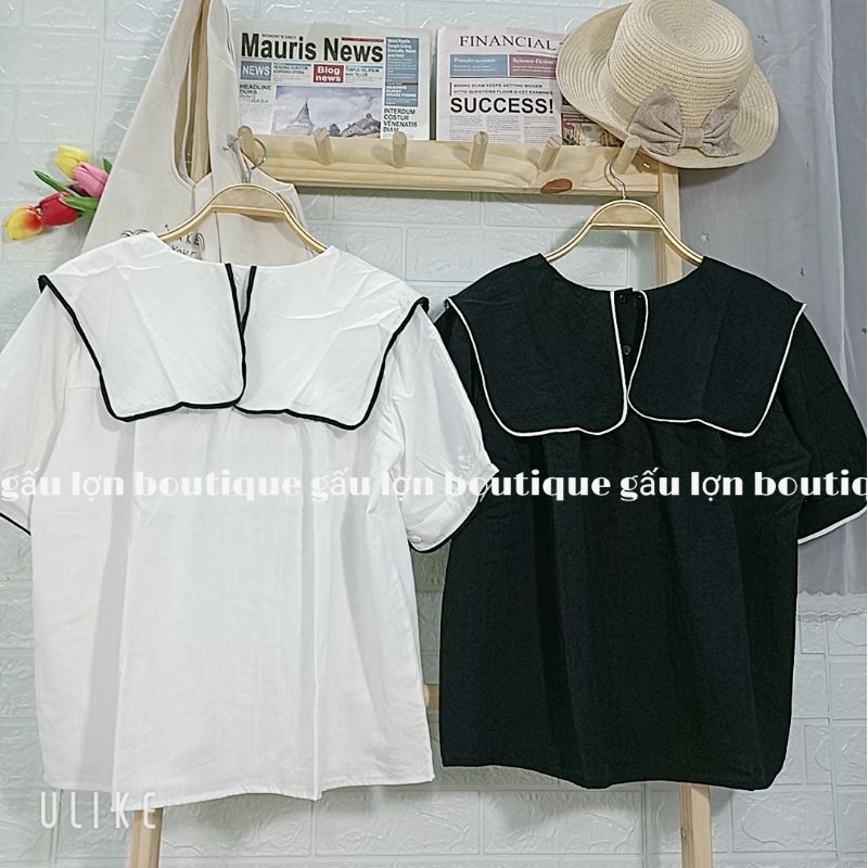 áo babydoll cộc tay cổ thủy thủ vintage ảnh thật