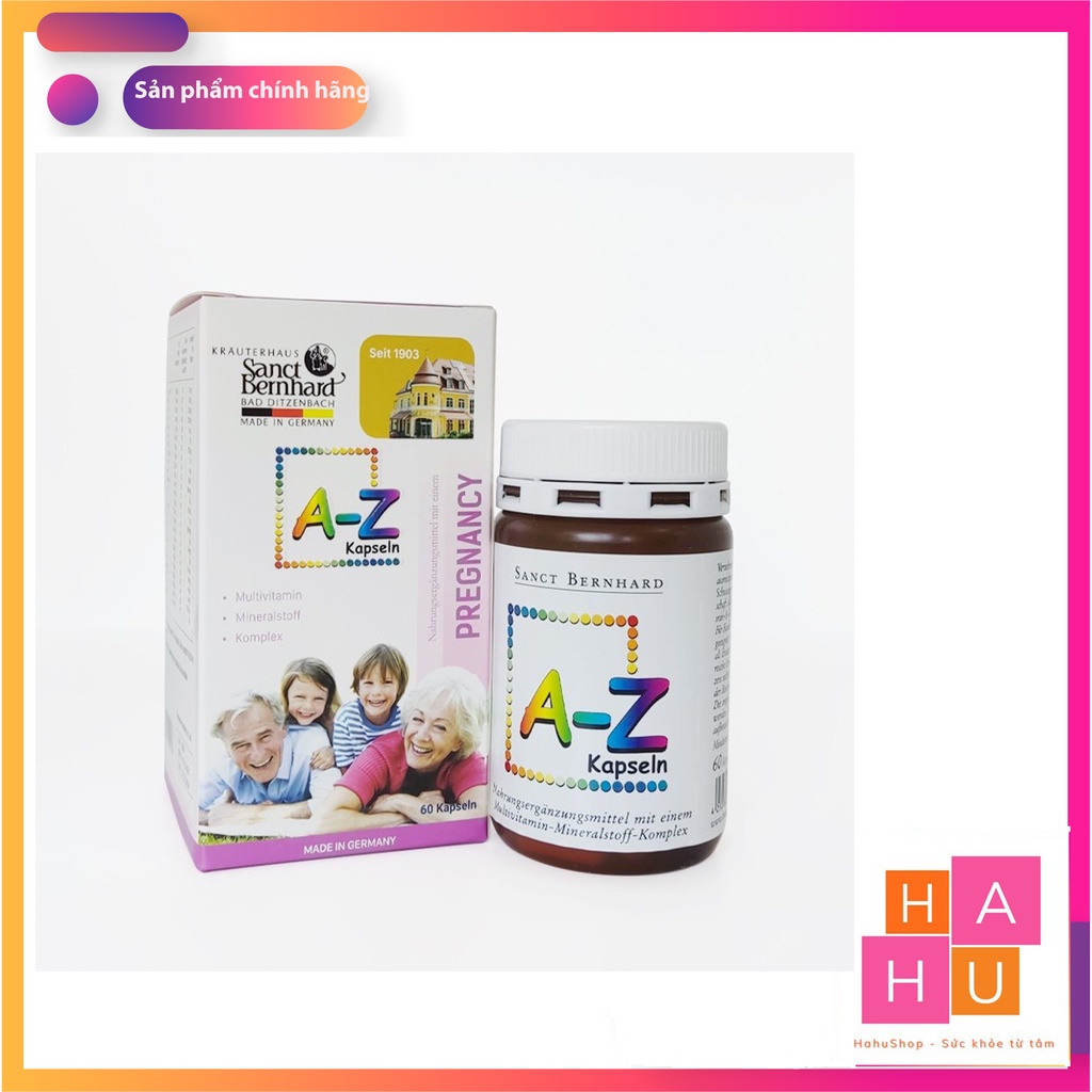 Viên uống tổng hợp 24 vitamin và khoáng chất A-Z Kapseln, hộp 60 viên -[ Chính hãng Sanct Bernhard, Đức]