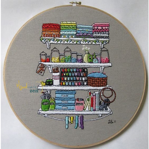 Bộ kit tự thêu tay thủ công cho người mới - Ngôi nhà Hạnh phúc nội thất ngoại thất Trang trí - KIT nguyên liệu DIY - ZEN