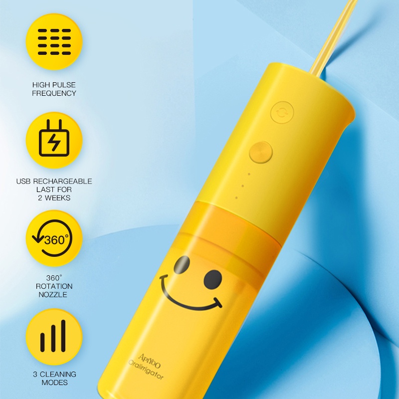 Máy tăm nước APIYOO SMILE cầm tay làm sạch răng bằng điện 3 chế độ USB Có thể sạc lại chống nước IPX7