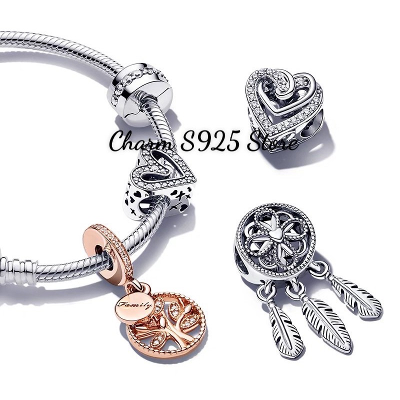 charm pan treo cây lá đính đá vàng hồng bạc s925 cao cấp