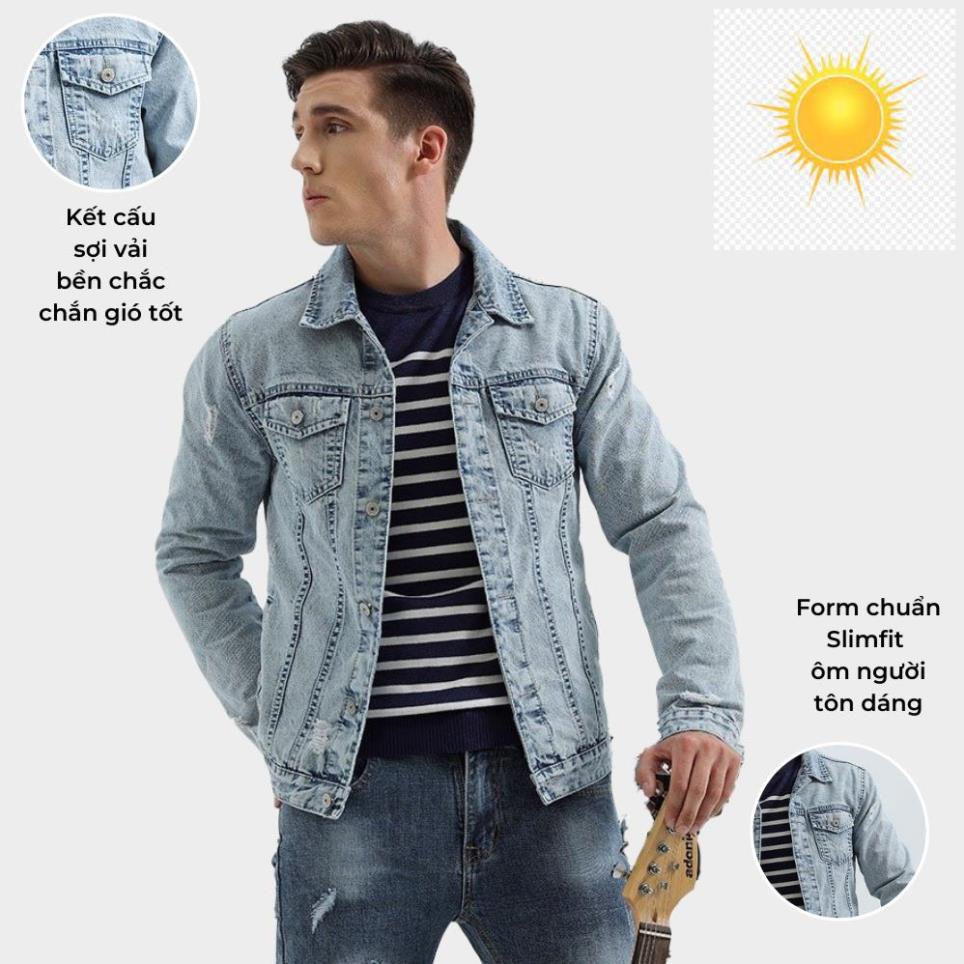 Áo khoác bò nam BILUXURY thời trang màu xanh - AKBT002XNH