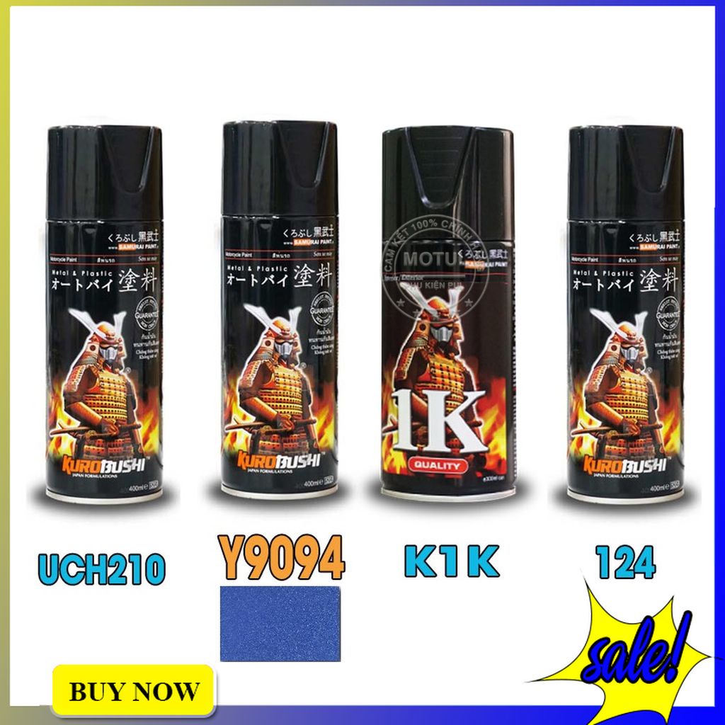 Combo 4 sơn Samurai màu xanh kim loại (gồm Y9094 - UCH210 - 3/124 - K1K - Giấy nhám P800)