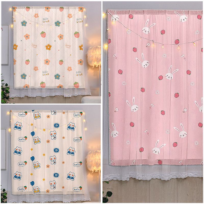 Rèm Cửa Sổ Hai Lớp Khóa Dán Họa Tiết Hoạt Hình Trang Trí Nhà Cửa