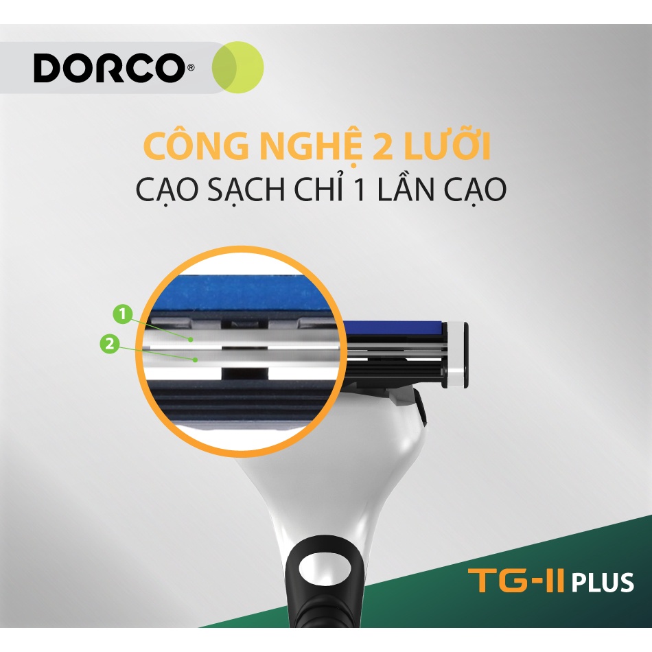 Dao cạo râu 2 lưỡi DORCO TG-II Plus System và 10 đầu thay thế