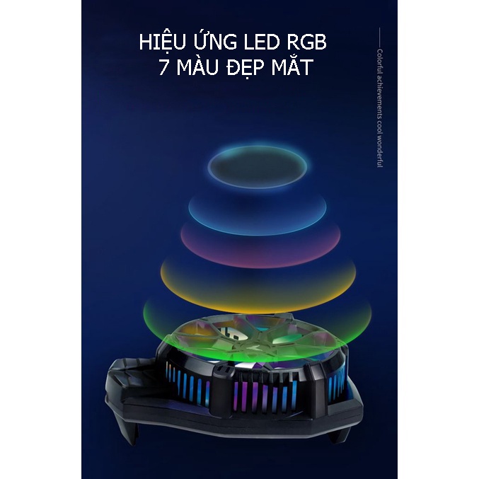 Quạt tản nhiệt điện thoại FY01 -  Làm mát siêu lạnh, Đèn led RGB 7 màu, Kẹp thu vào 2 chiều