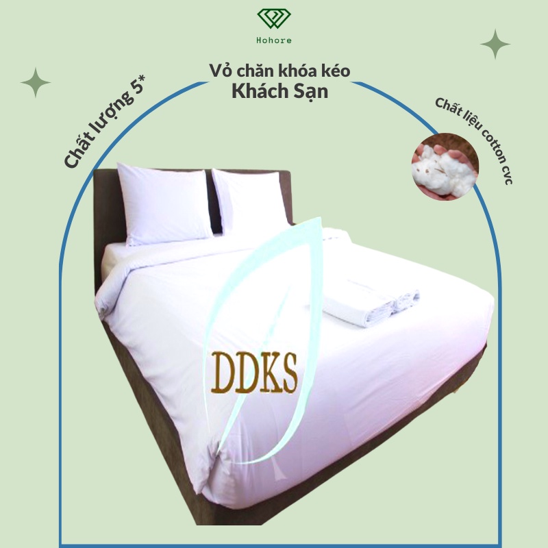 Áo bọc chăn khách sạn 5* cao cấp Riotex chất liệu cotton cvc trắng trơn size: 1m6 x 2m / 1m8 x 2m / 2m2 x 2m