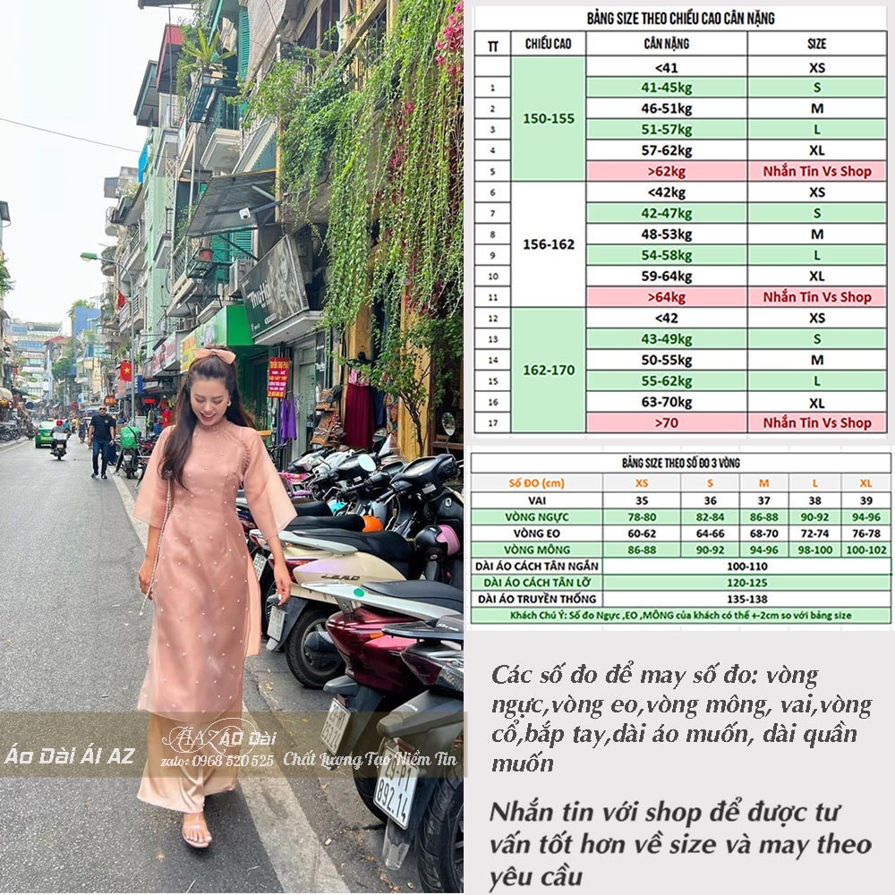 Áo Dài Cách Tân Nữ Tay Lửng 4 Tà Đính Hạt LD31
