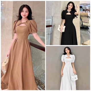 Váy maxi cổ tam giác 3 màu(Sẵn tại shop)