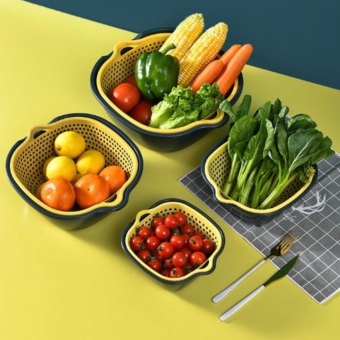 Bộ Chậu Rổ Nhựa 6 Món Đa Năng Đựng Thực Phẩm Rau Củ Quả