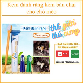 Kem đánh răng kèm bản chải cho chó mèo thơm miệng