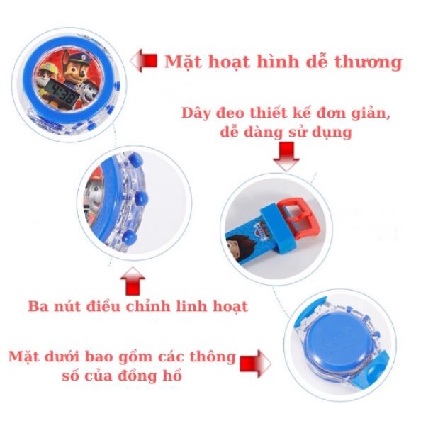 (Chuyên sỉ) Đồng Hồ Trẻ Em HHLED Nhiều Nhân Vật Siêu Nhân Và Công Chúa Đèn Led 7 Màu Cho Bé Gái Bé Trai (Hình Chụp Thật)