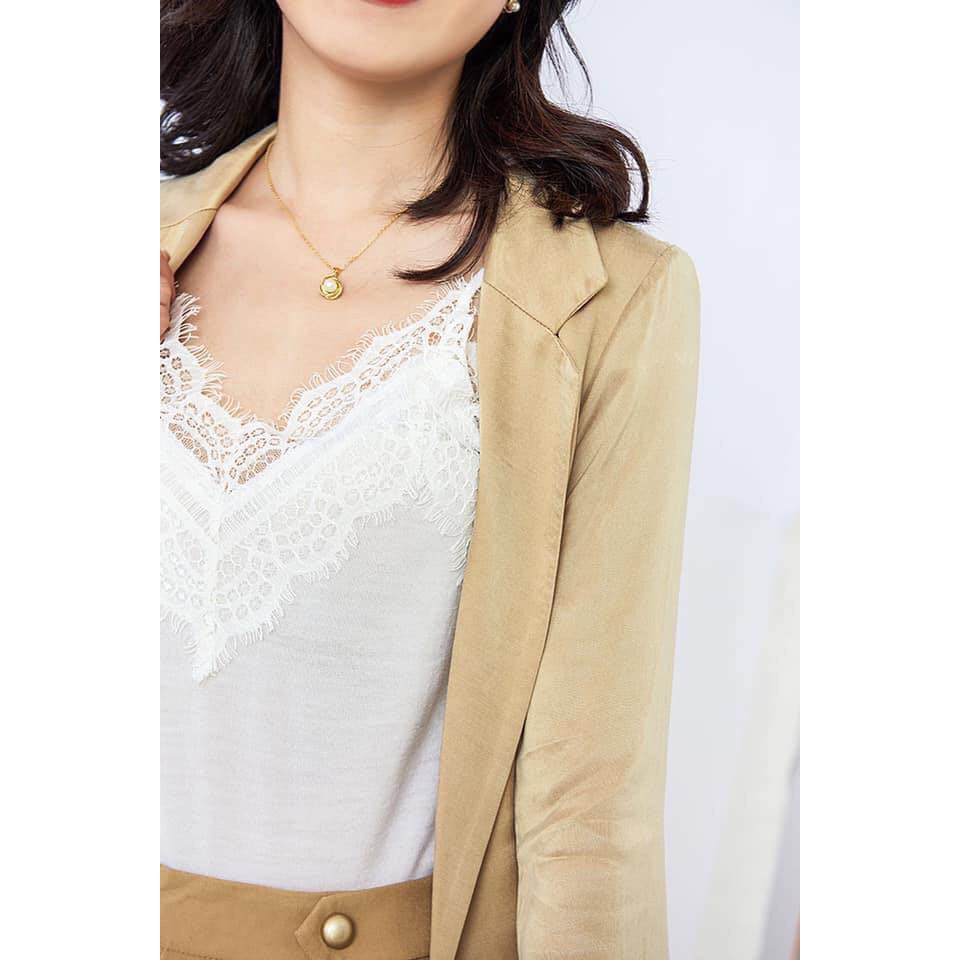 [Mã WASKT410K giảm 10K đơn 50K] Áo Len Hai Dây Cổ Chữ V Phối Ren Quyến Rũ Cho Nữ | BigBuy360 - bigbuy360.vn