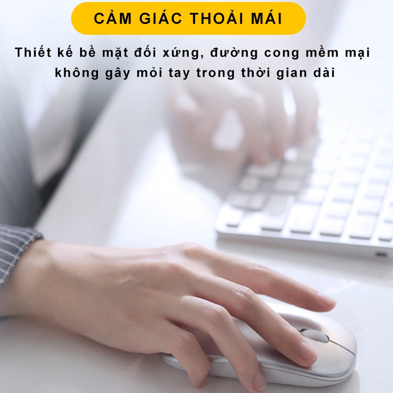 Chuột máy tính không dây Bluetooth 2.4Ghz tự sạc pin cao cấp 2 trong 1 chống ồn dùng cho máy tính laptop macbook