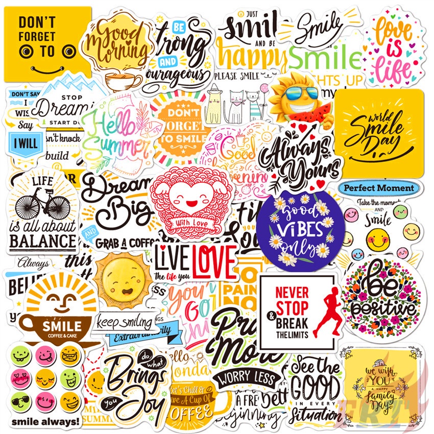 ❉ Miếng Dán Chữ Tiếng Anh 05 Kiểu Cổ Điển Độc Đáo ❉ Bộ 50 Sticker Chống Thấm Nước Họa Tiết Doodle Hợp Thời Trang