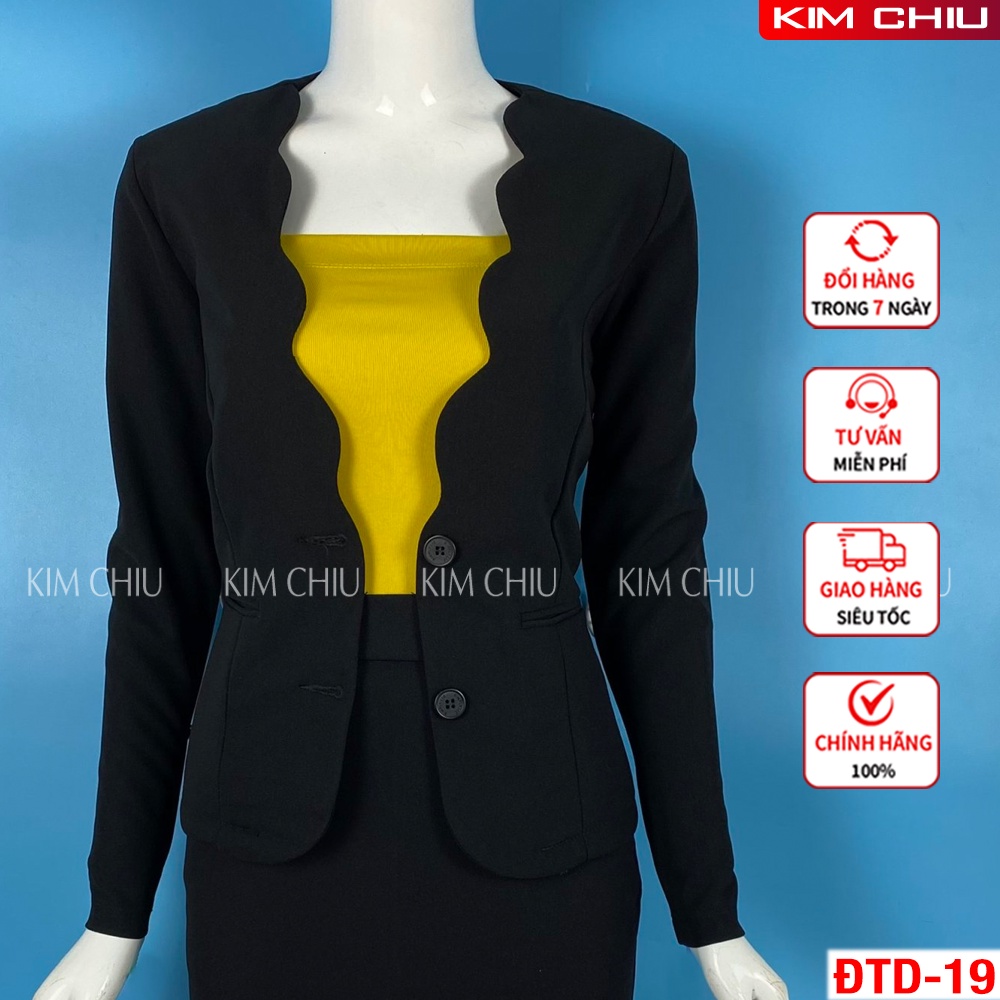 Áo Vest Nữ Công Sở Cao Cấp Kim Chiu Màu Đen, Vải Tuyết Mưa Tay Dài Form Đẹp Từng Đường Kim Mũi Chỉ VTD-19