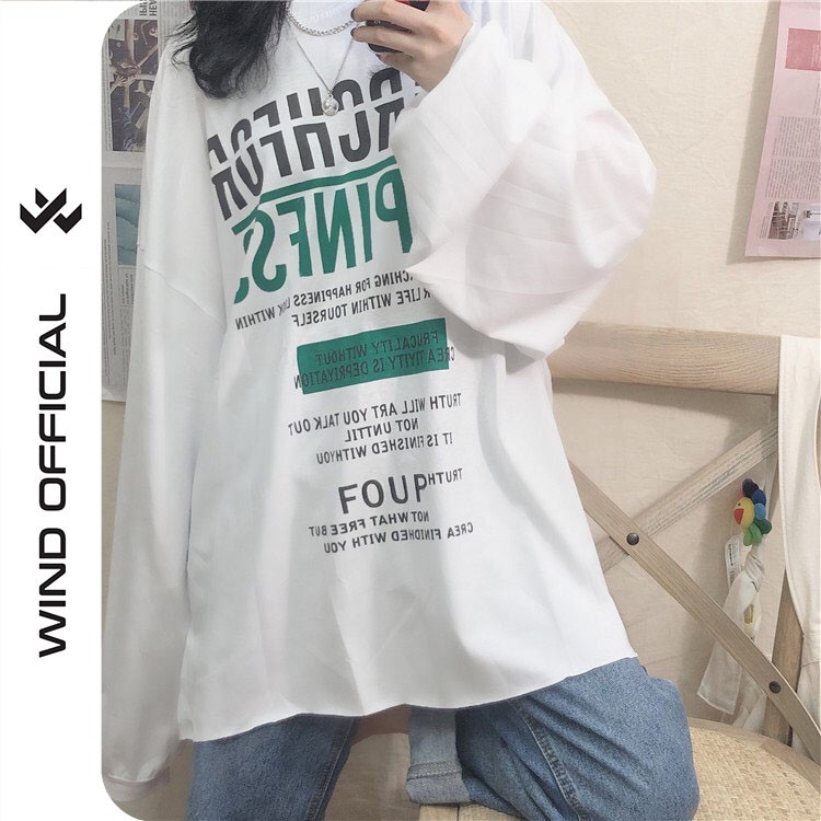 Áo thun tay dài WIND phông unisex form rộng HAPPINES sweater nam nữ oversize ulzzang